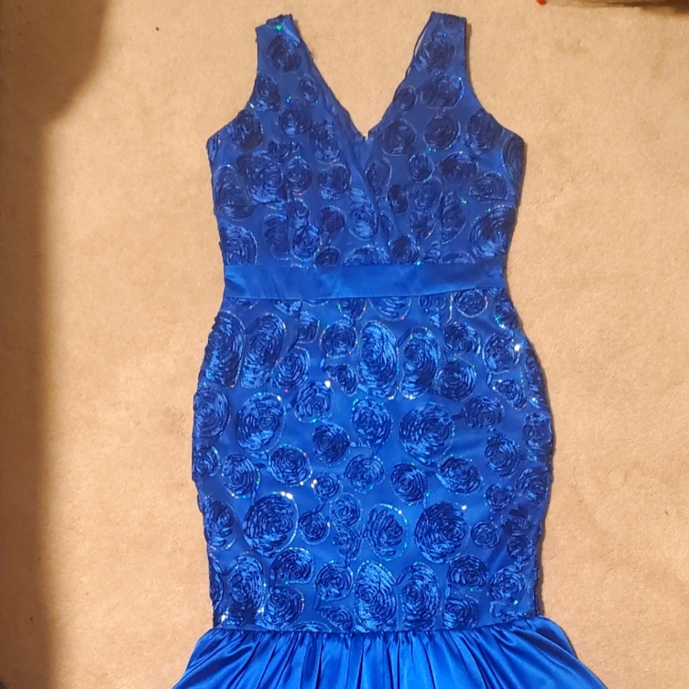Prom dress  custom made by my seamtress approximately size 6 worn once.